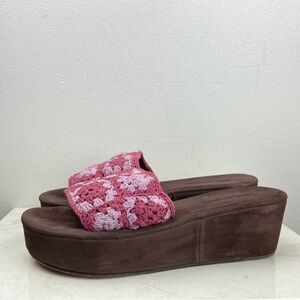 Jeffrey Campbell Mix-Up Platform Slide Crochet Retro Boho Sandal